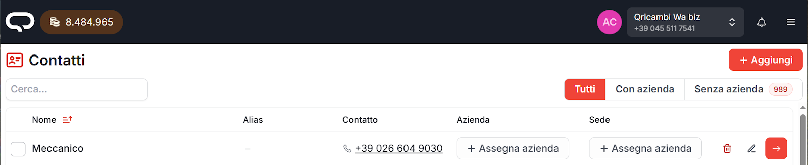 Schermata aggiunta azienda ed utente