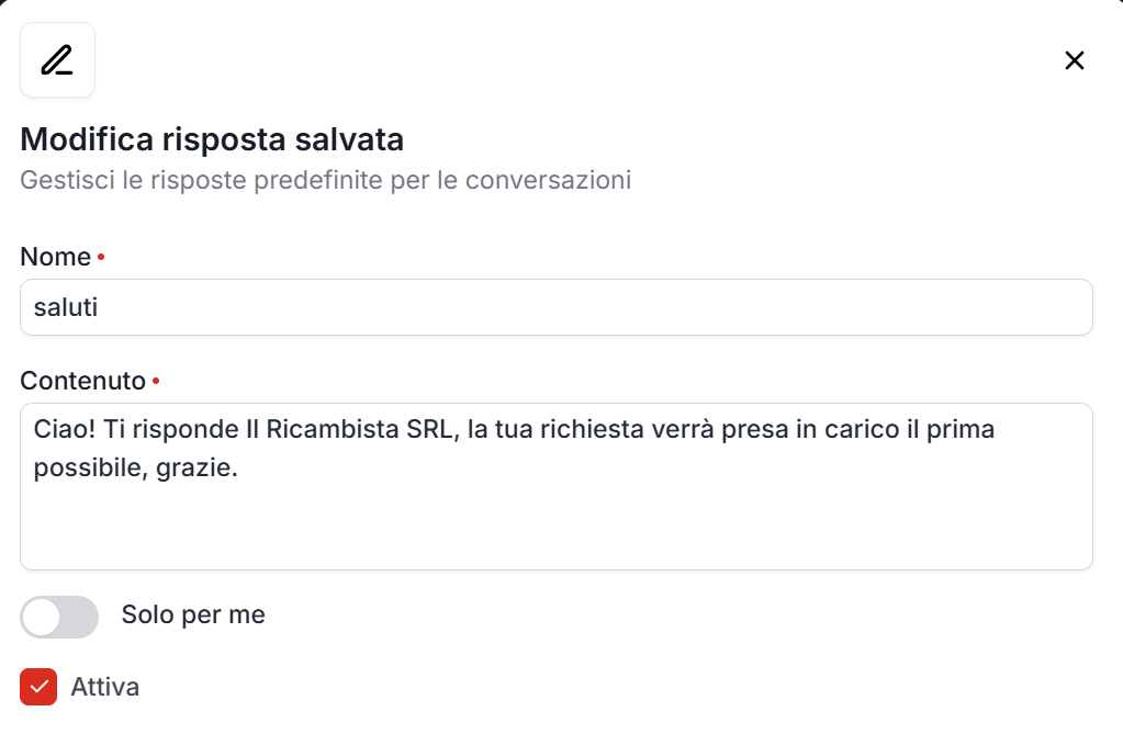 Modifica risposte salvate